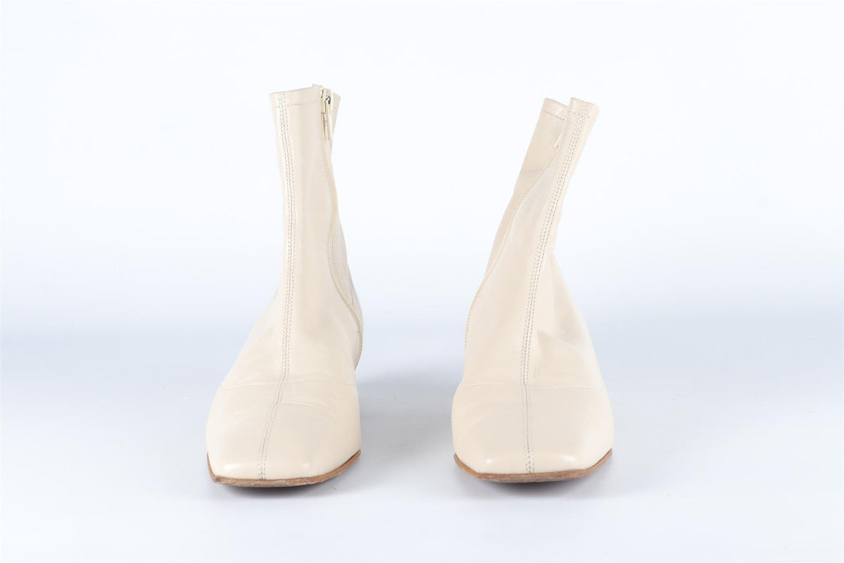 BY FAR CREAM LEATHER ANKLE BOOTS EU 36 UK 3 US 6