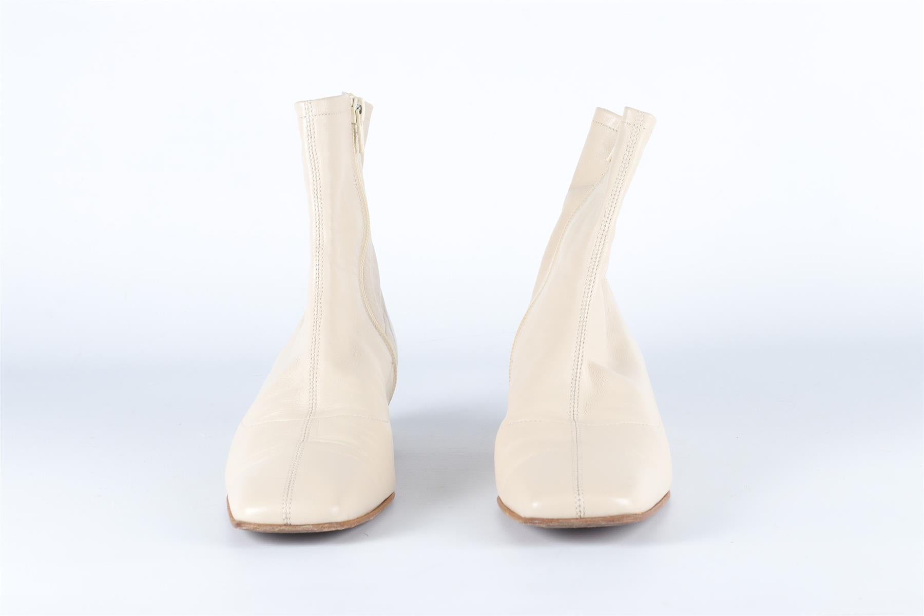 BY FAR CREAM LEATHER ANKLE BOOTS EU 36 UK 3 US 6