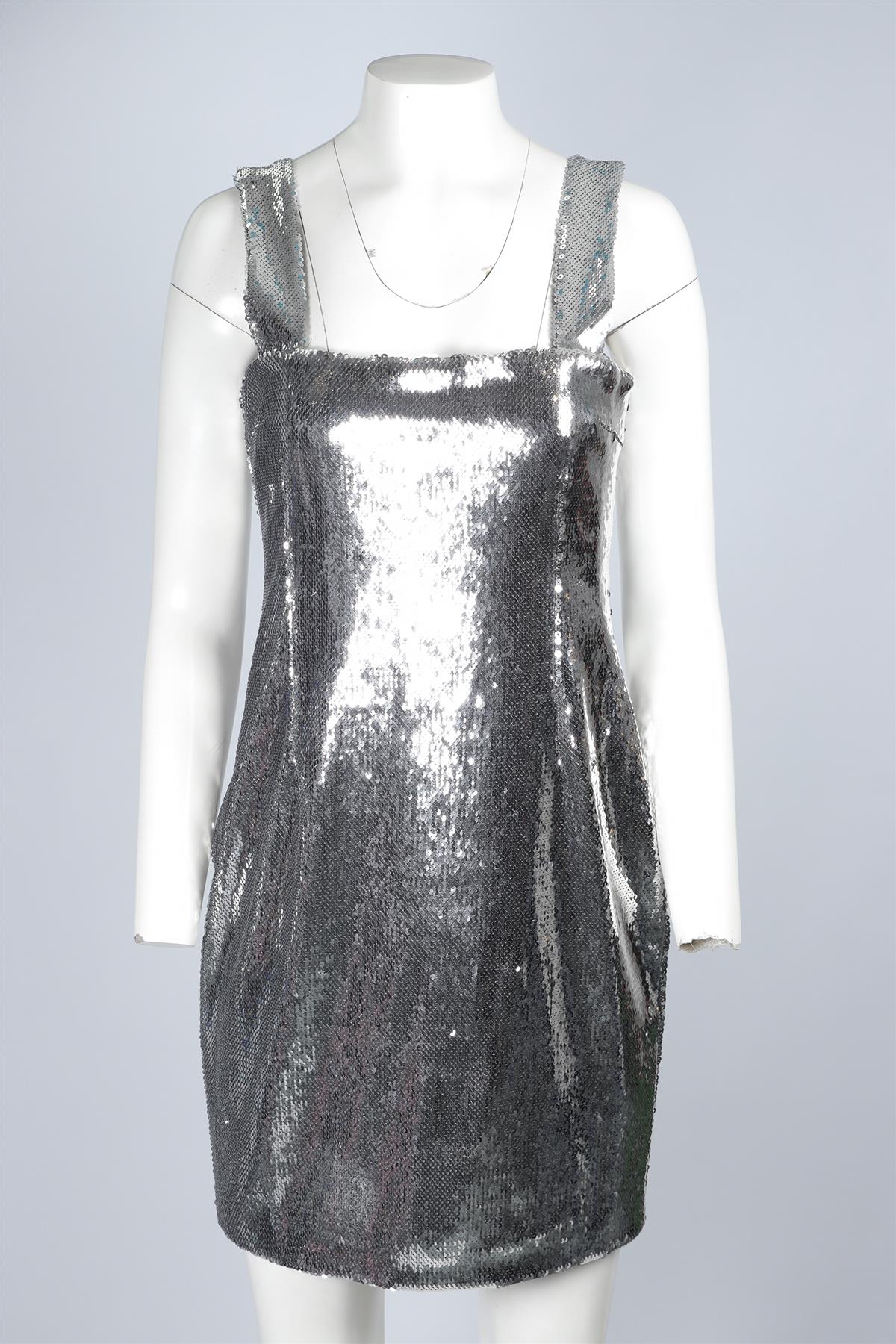GALVAN LONDON SILVER SEQUIN MINI DRESS UK 12