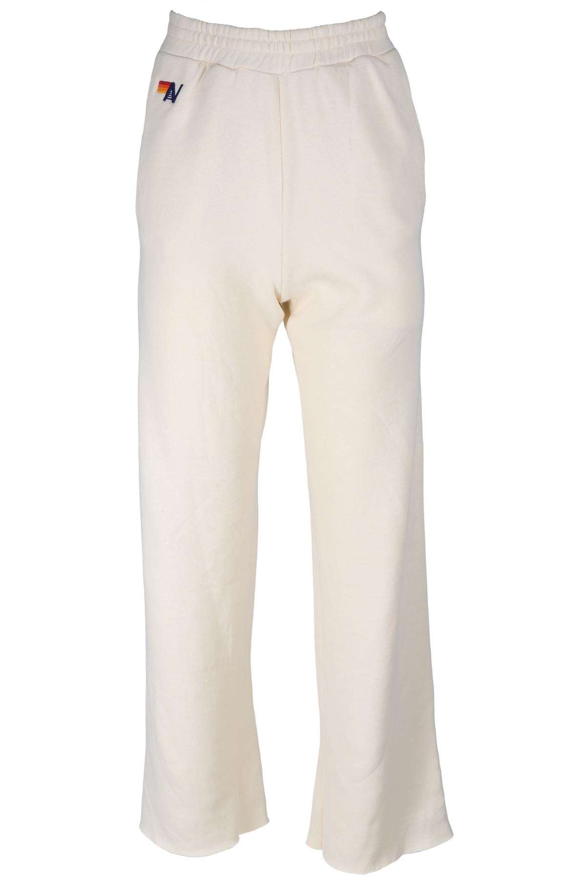 AVIATOR NATION CREAM COTTON TRACK PANTS XSMALL