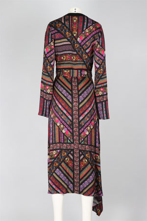 ETRO MULTICOLOURED SATIN MAXI DRESS IT 44 UK 12