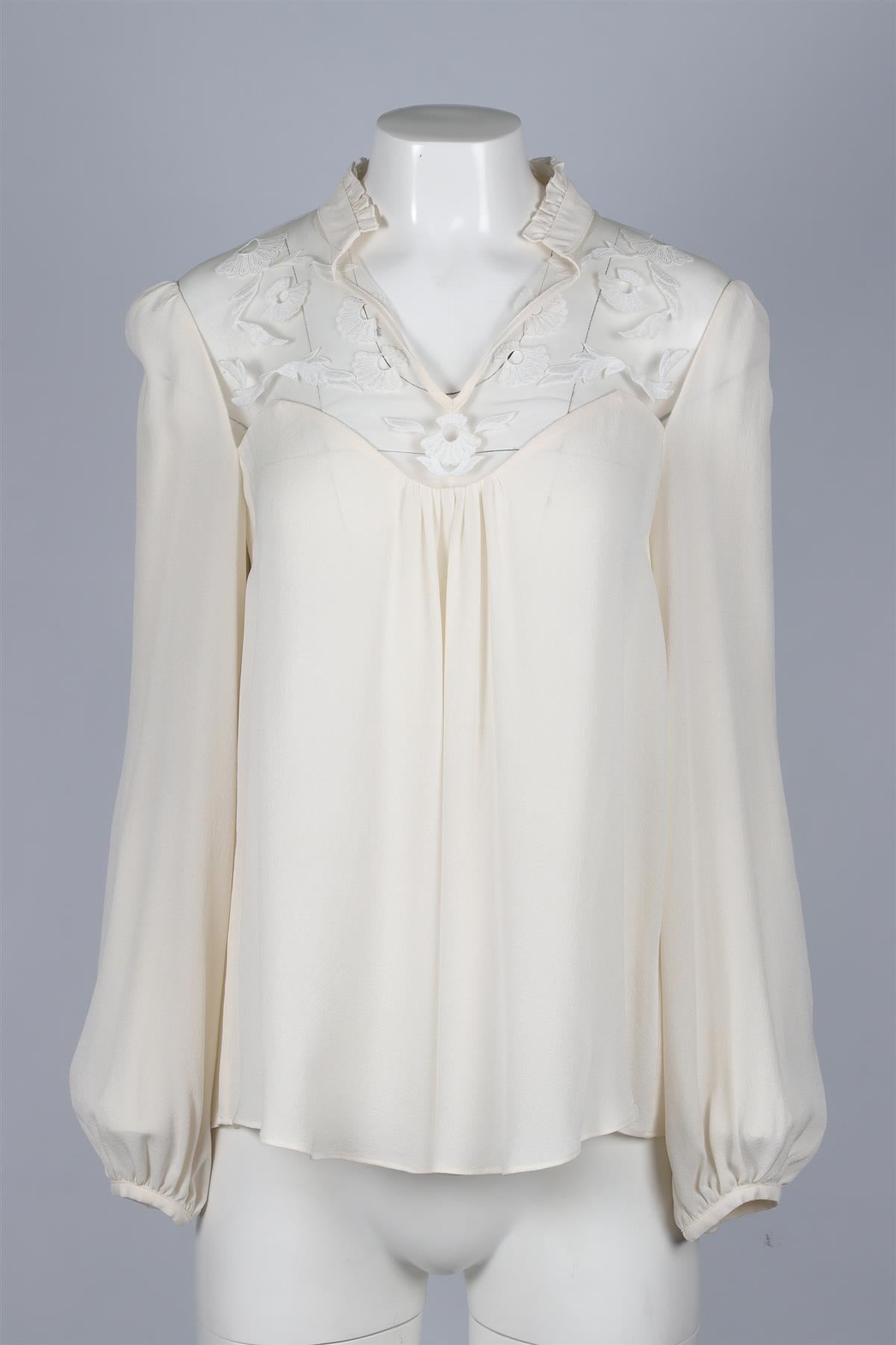 TEMPERLEY LONDON CREAM SILK TOP UK 10