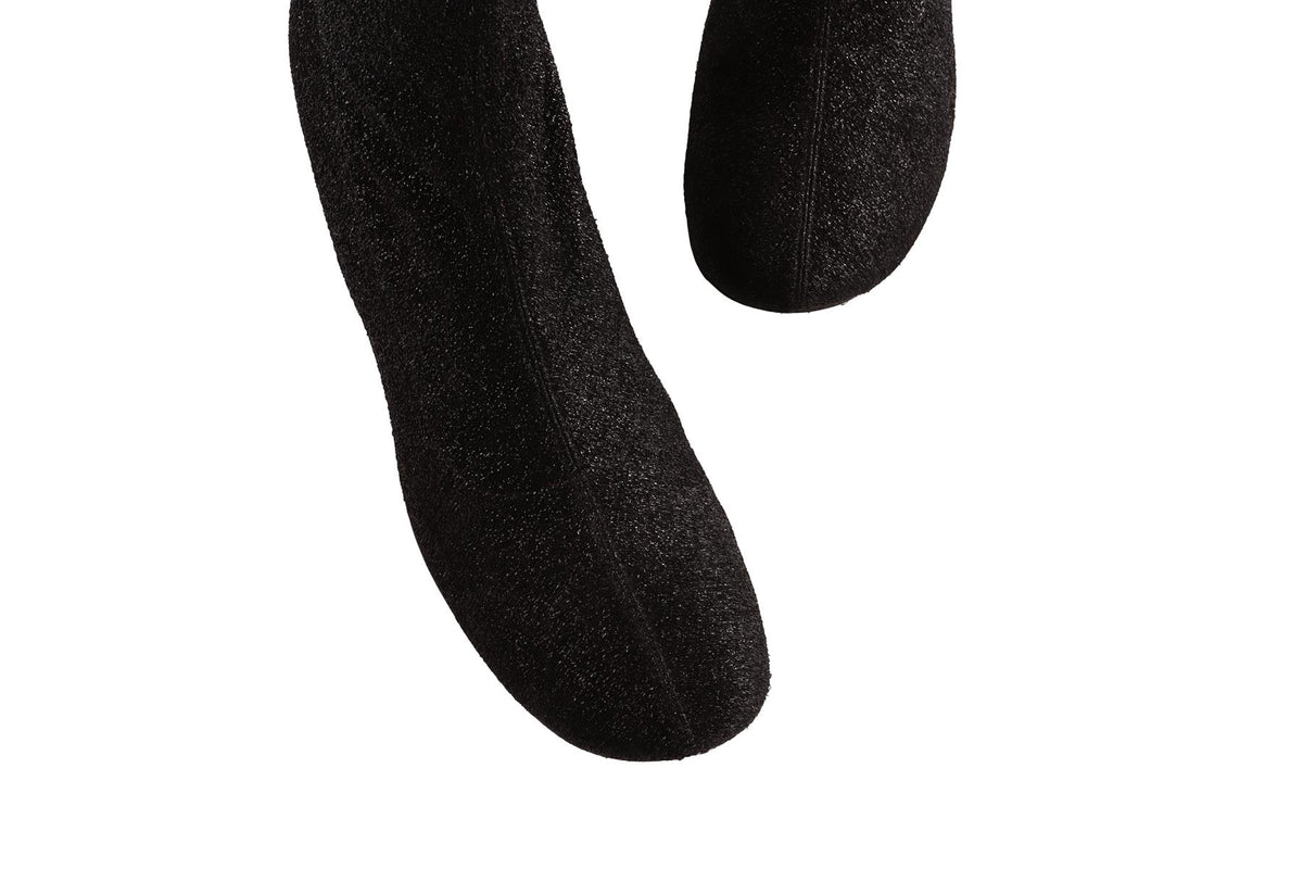 BLACK KNIT ANKLE BOOTS
