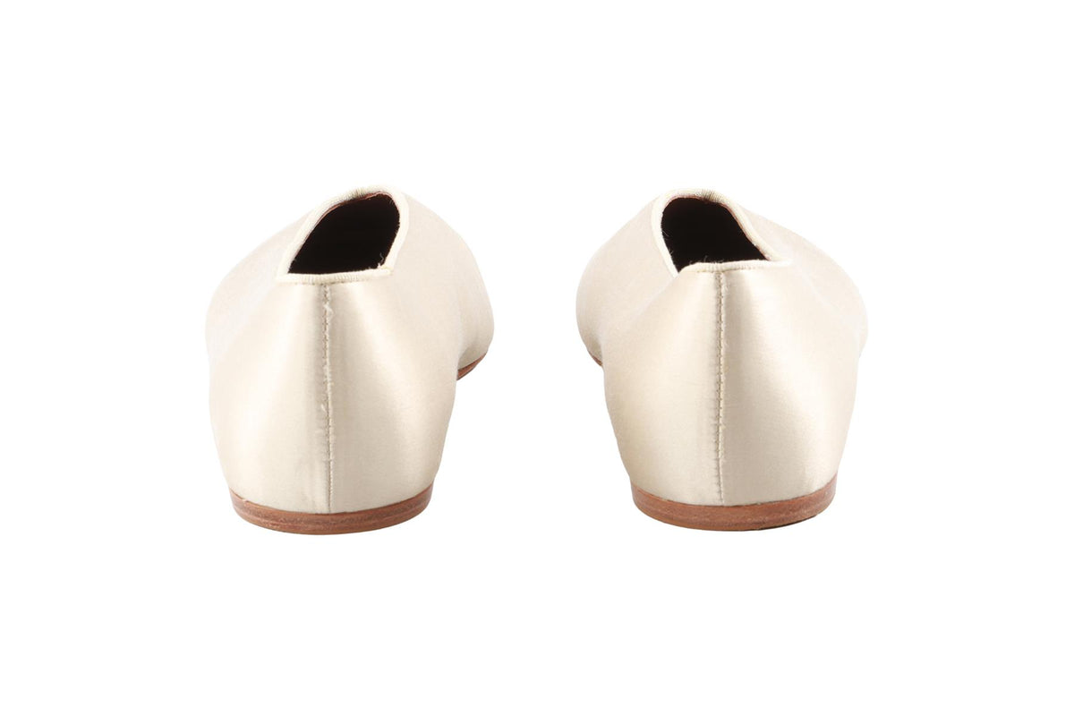 BERYL CREAM SATIN BALLET FLATS