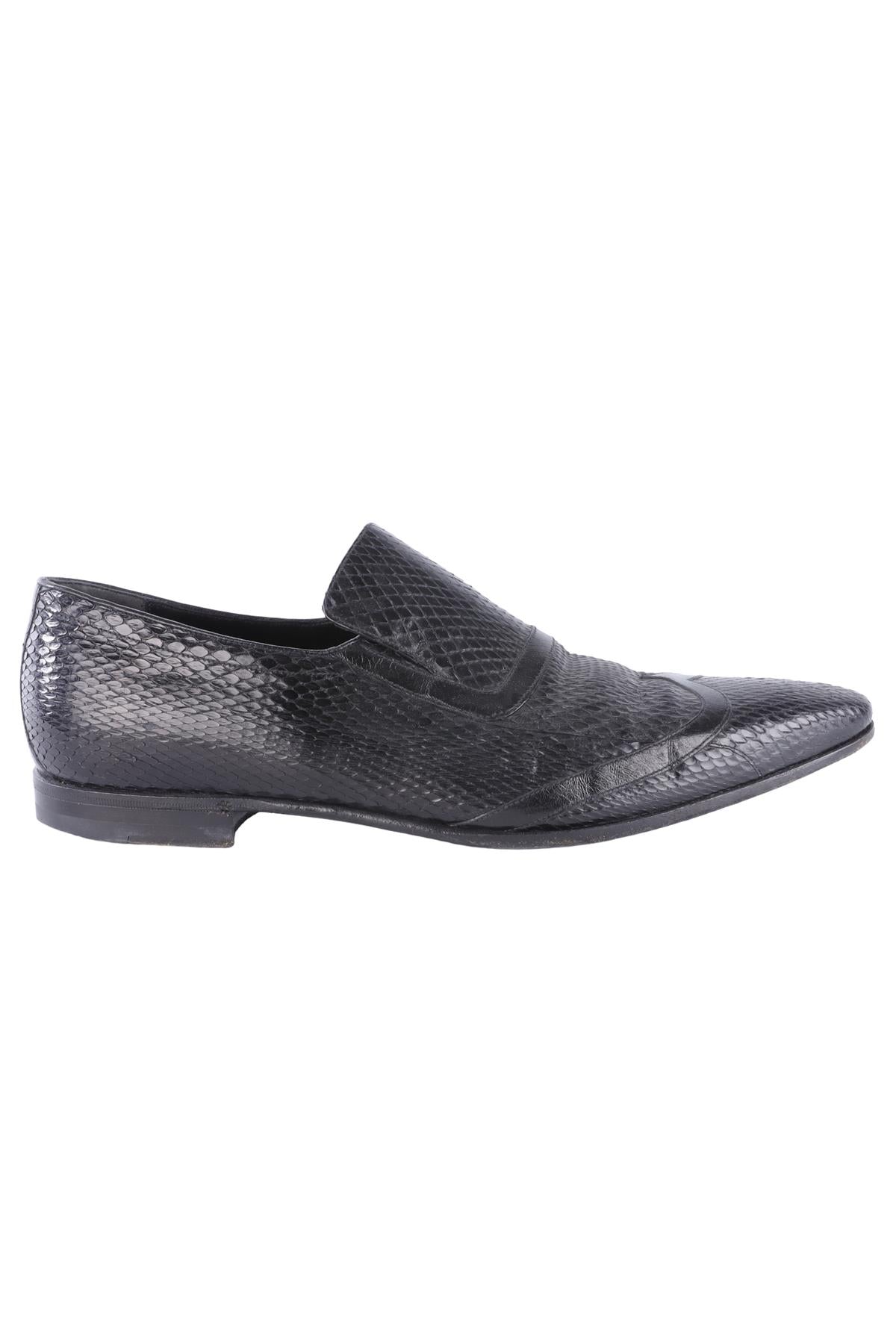 GUCCI MEN'S BLACK SNAKESKIN LOAFERS EU 43 UK 9 US 10