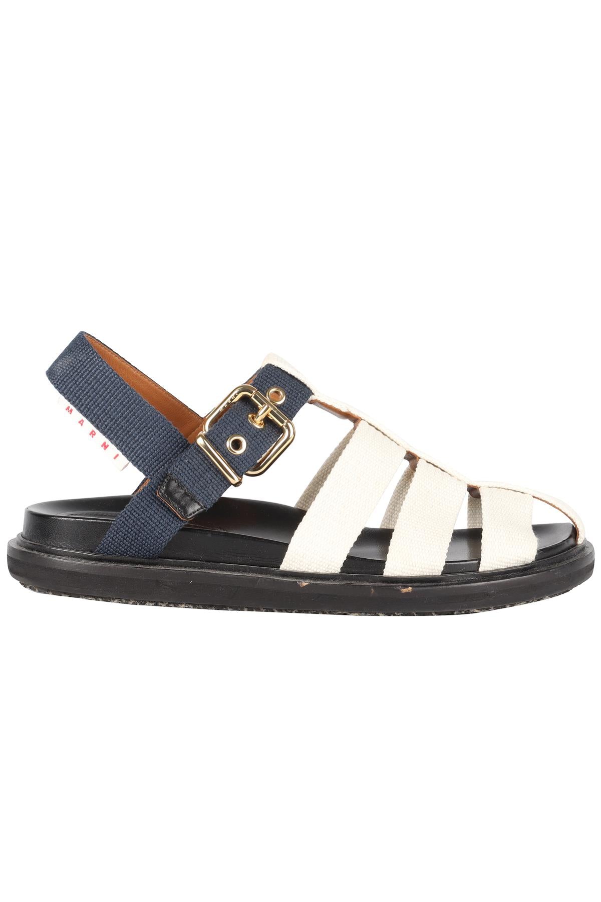 MARNI WHITE AND BLUE FABRIC SANDALS EU 40 UK 7 US 10
