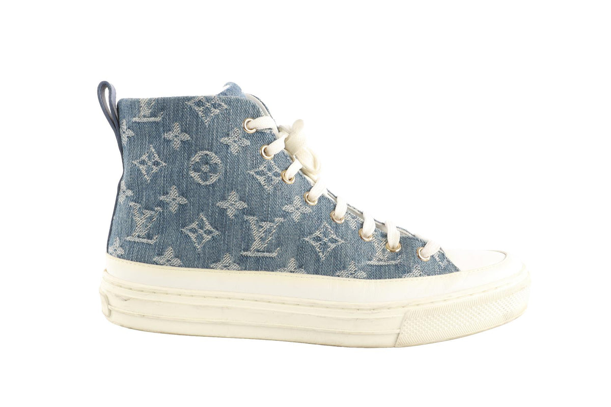 LOUIS VUITTON BLUE STELLAR MONOGRAM DENIM SNEAKERS EU 38 UK 5 US 8