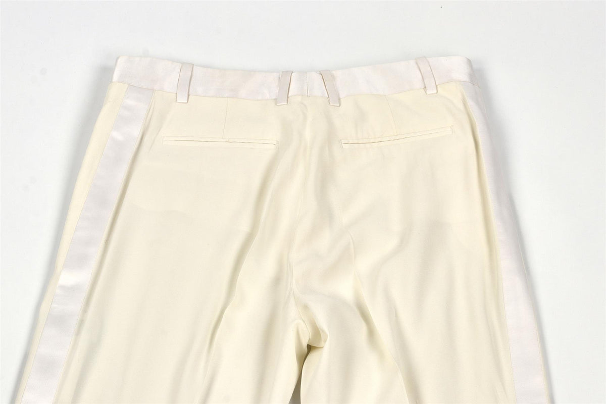 CELINE WHITE CREPE STRAIGHT LEG PANTS FR 36 UK 8
