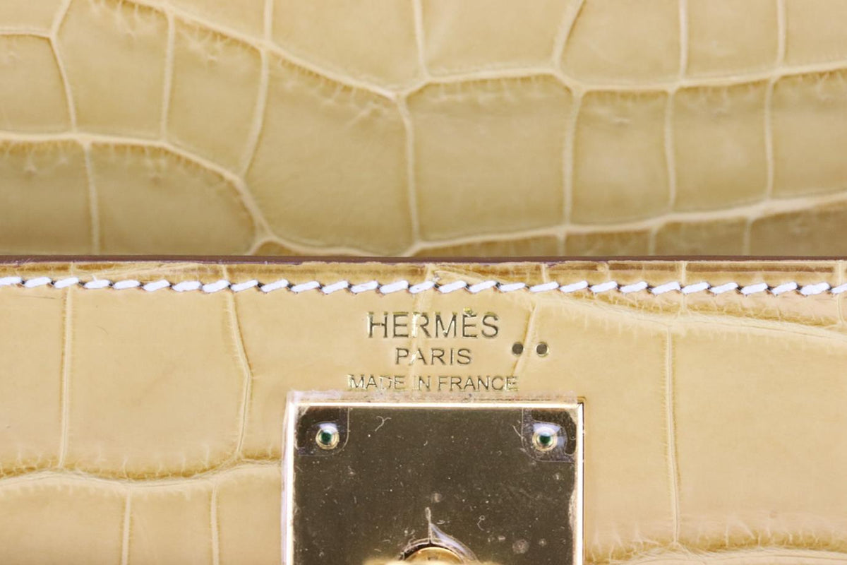 HERMÈS 2014 KELLY RETOURNE 28CM MATTE NILOTICUS CROCODILE LEATHER BAG