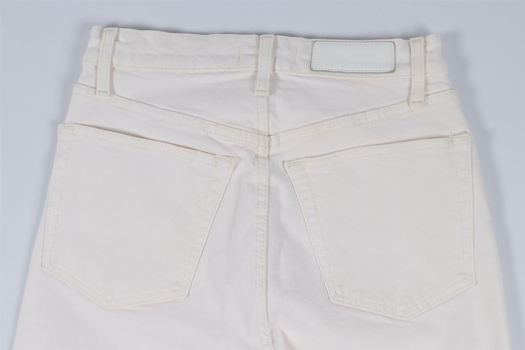 RE/DONE CREAM HIGH RISE STRAIGHT LEG JEANS W24 UK 6