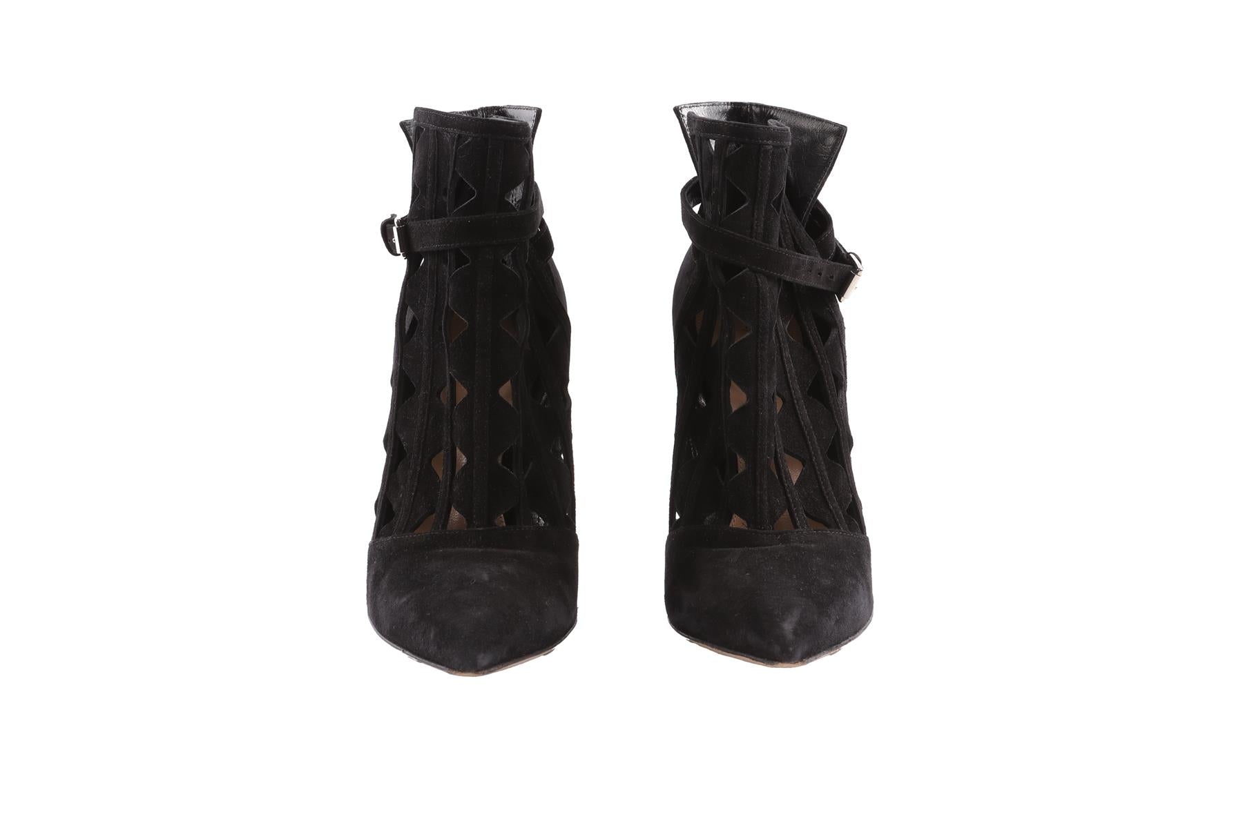 GIANVITO ROSSI BLACK SUEDE ANKLE BOOTS EU 38