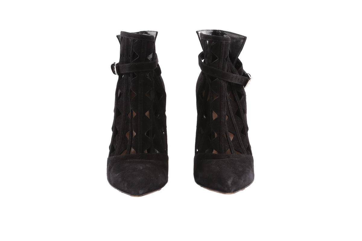 GIANVITO ROSSI BLACK SUEDE ANKLE BOOTS EU 38