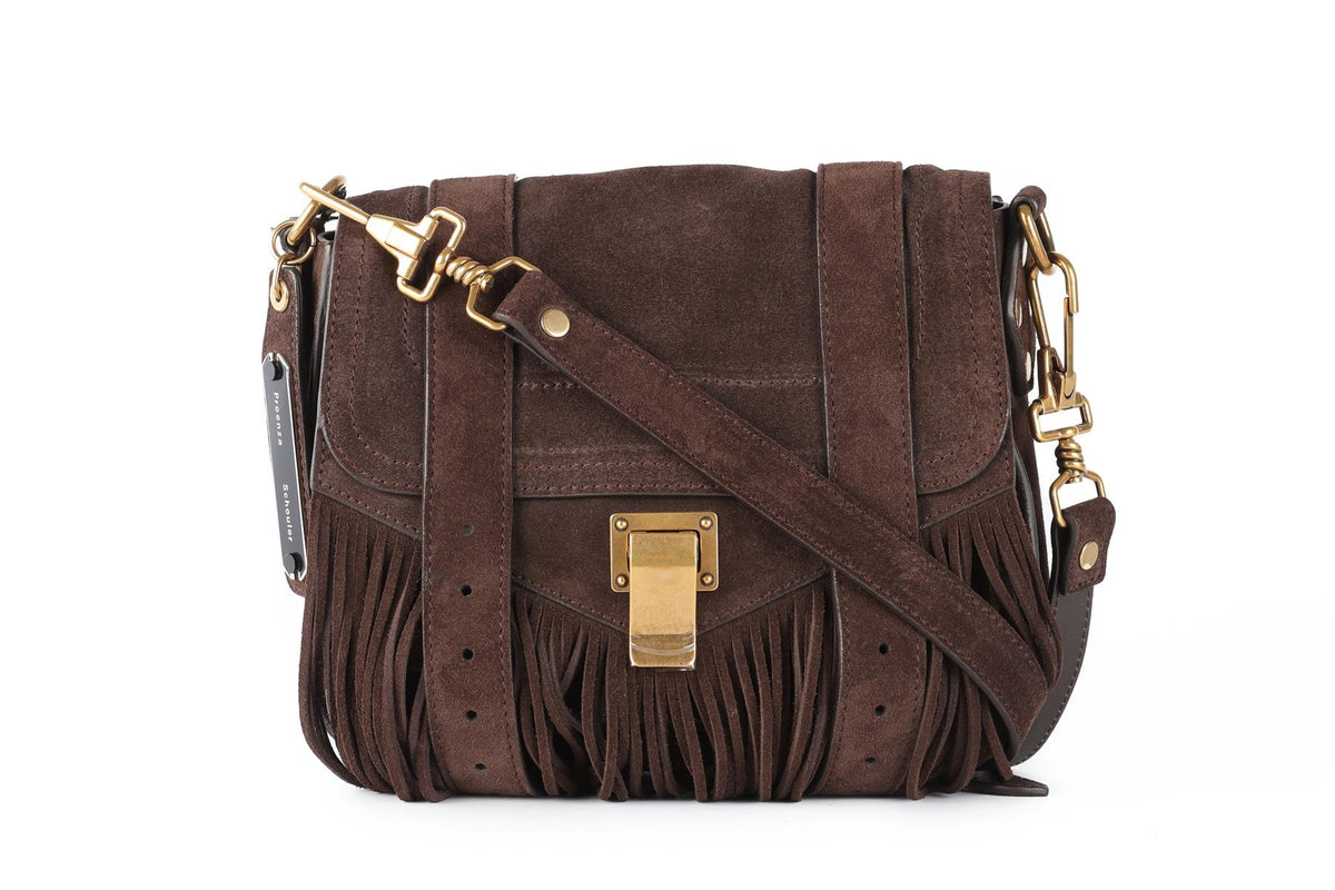 PROENZA SCHOULER BROWN PS1 SMALL SUEDE SHOULDER BAG
