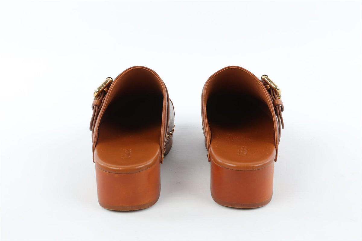CHLOÉ BROWN LEATHER CLOGS EU 38 UK 5 US 8