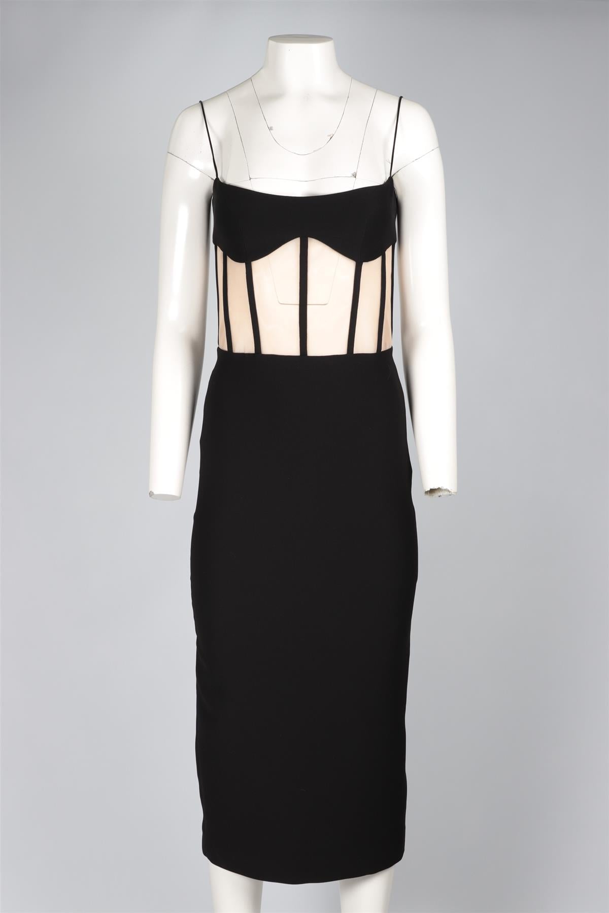 RASARIO BLACK CADY MIDI DRESS FR 36 UK 8