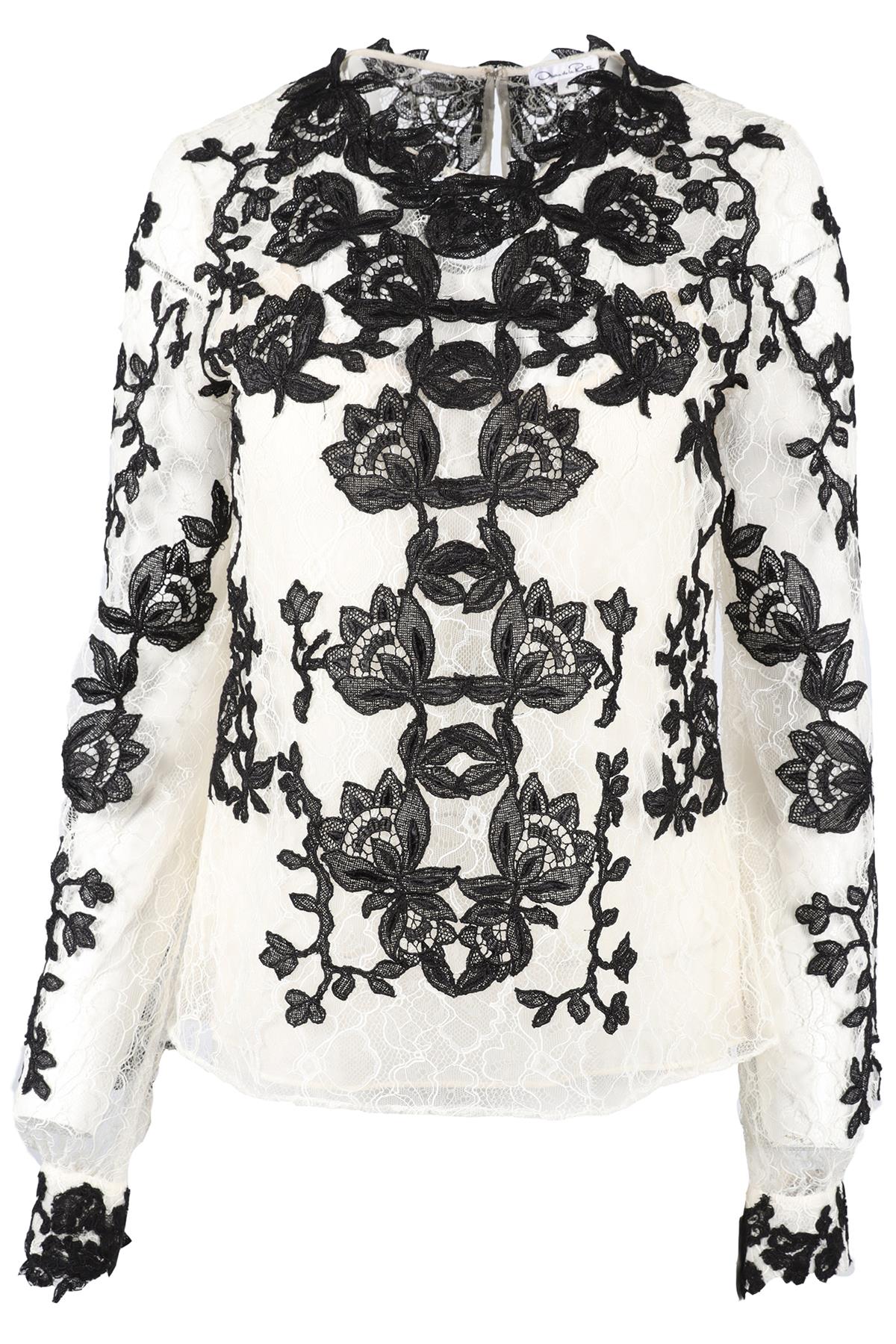 OSCAR DE LA RENTA BLACK AND WHITE LACE TOP US 4 UK 8