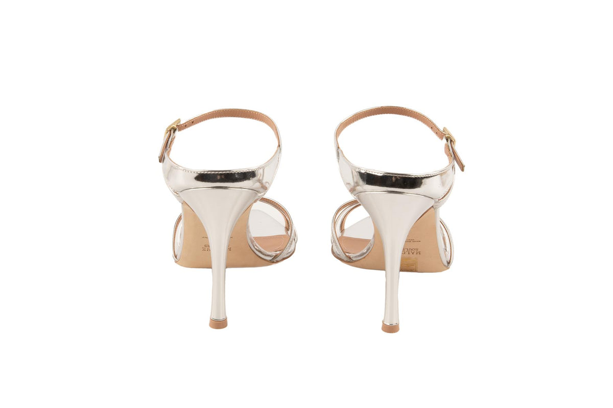 MALONE SOULIERS SILVER LEATHER MULES EU 39 UK 6 US 9