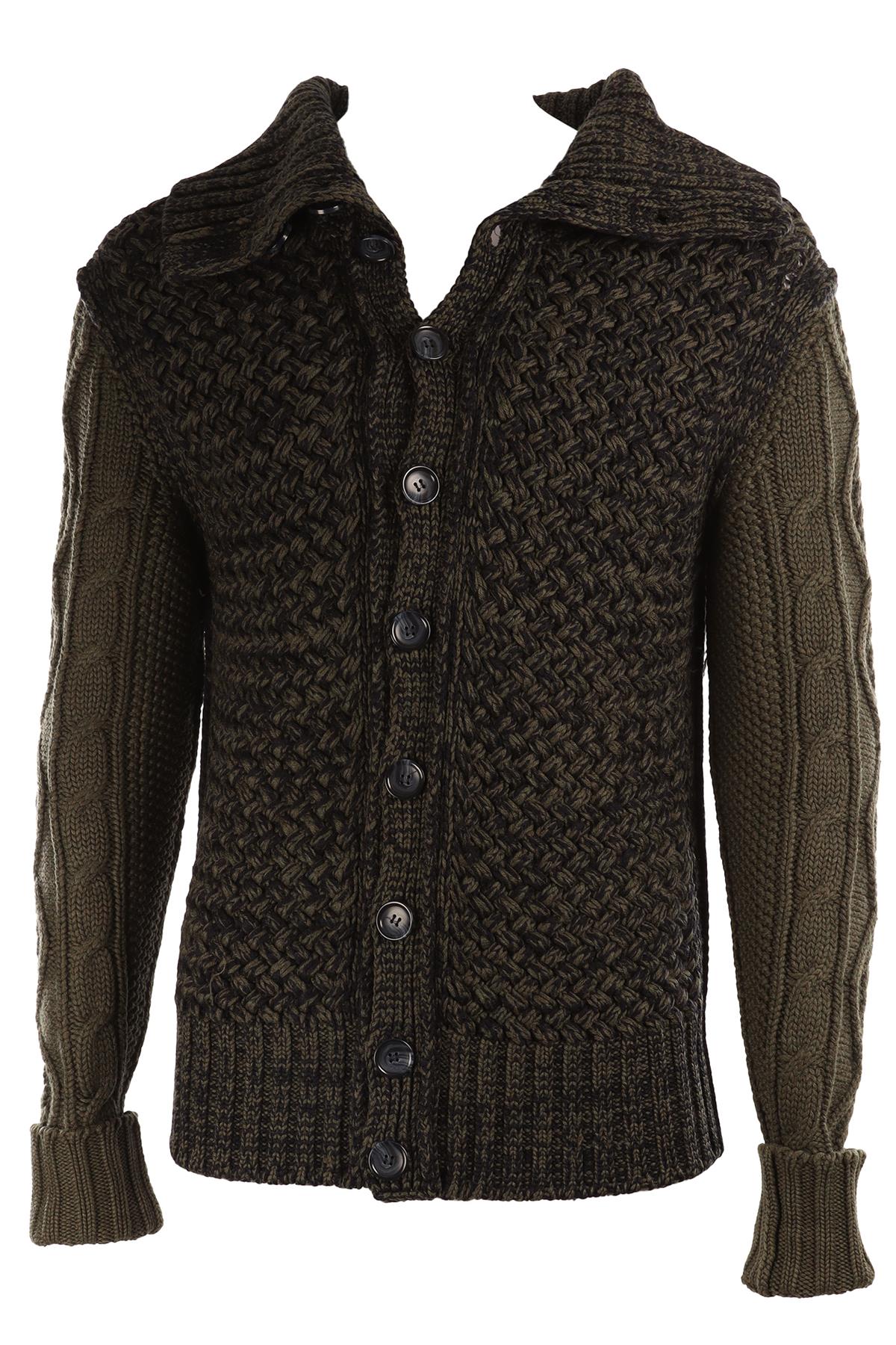 D&G GREEN MEN'S WOOL CARDIGAN IT 48 UK/US 32