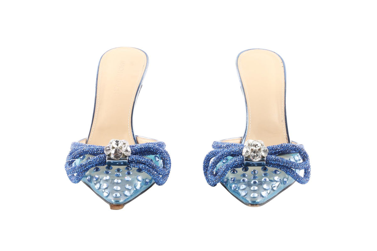 MACH & MACH BLUE CRYSTAL AND PVC MULES EU 39 UK 6 US 9