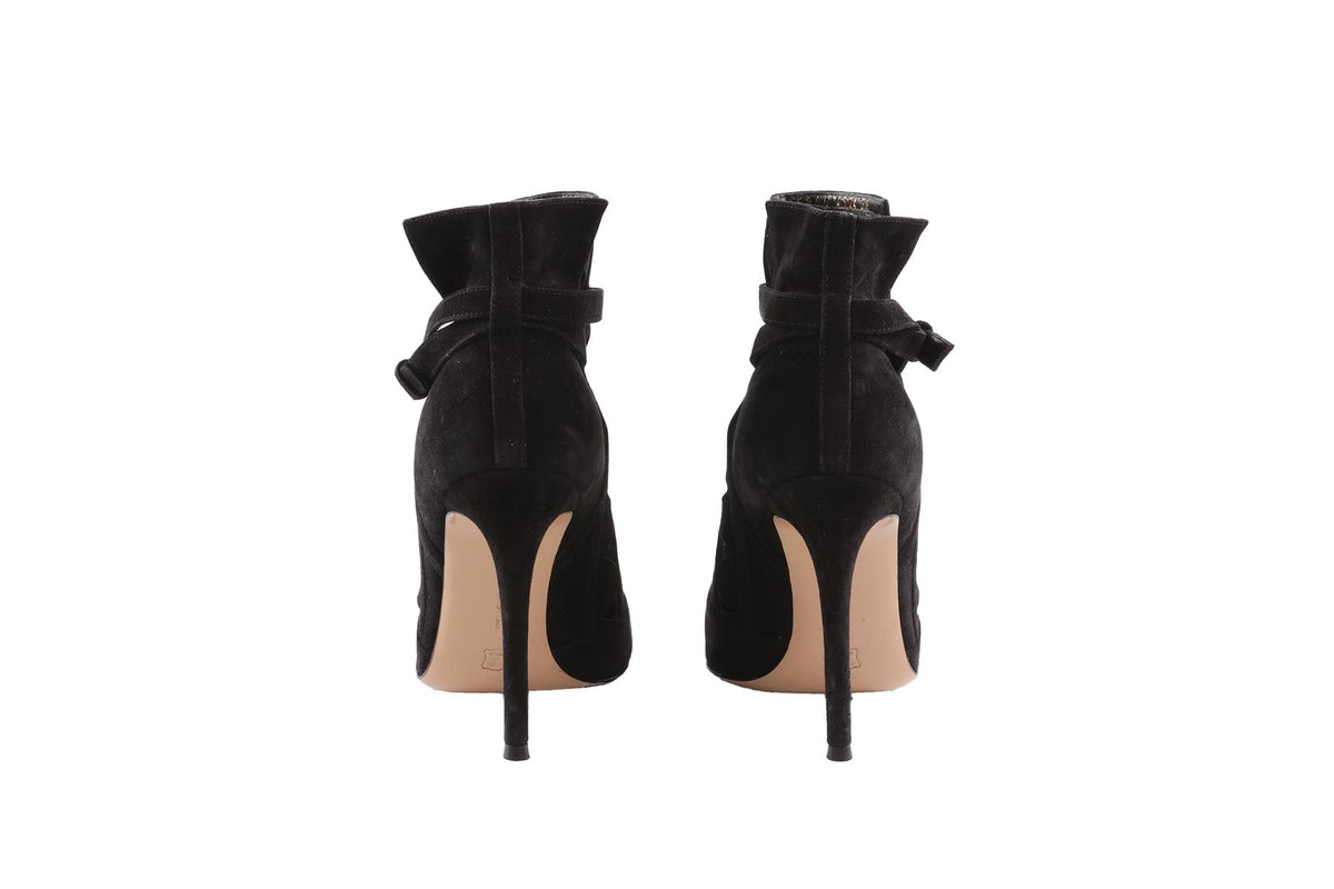 GIANVITO ROSSI BLACK SUEDE ANKLE BOOTS EU 38