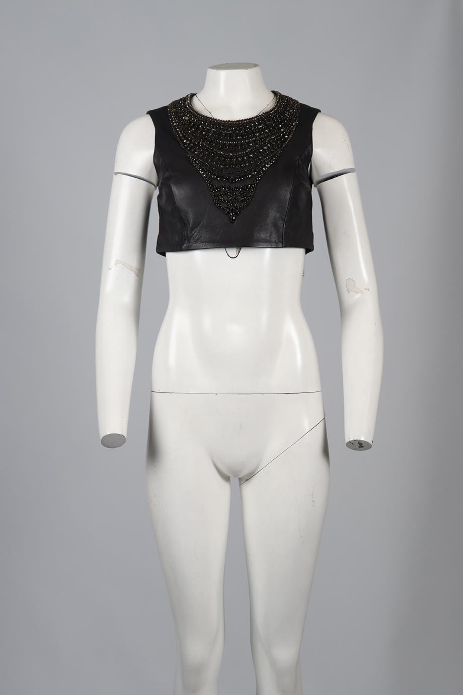 HAUTE HIPPIE CROPPED LEATHER TOP SMALL