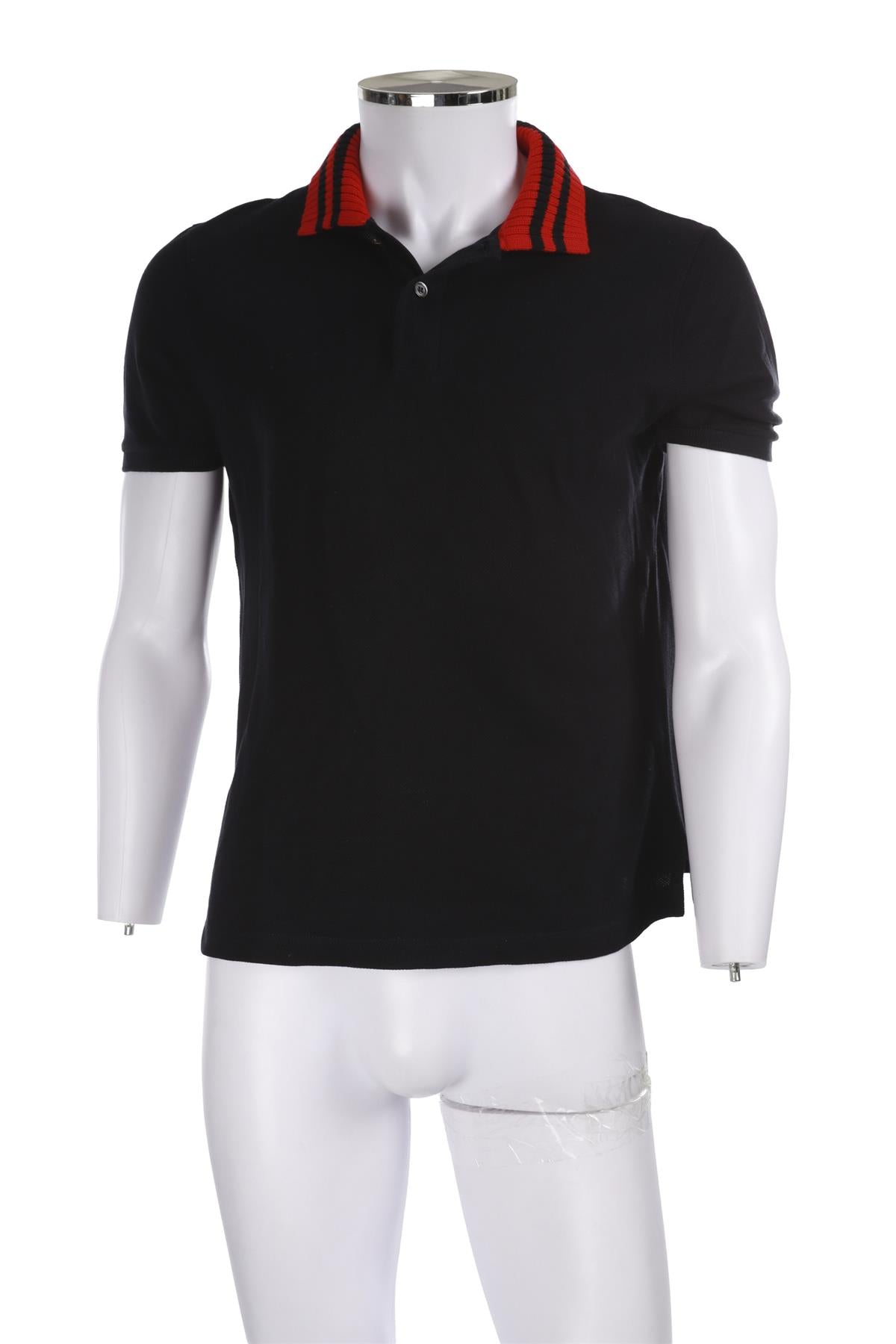 GUCCI NAVY MEN'S COTTON POLO SHIRT SMALL