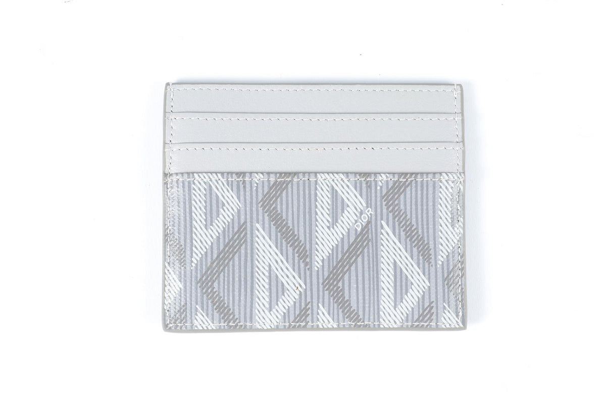 CHRISTIAN DIOR GREY LEATHER CARD HOLDER