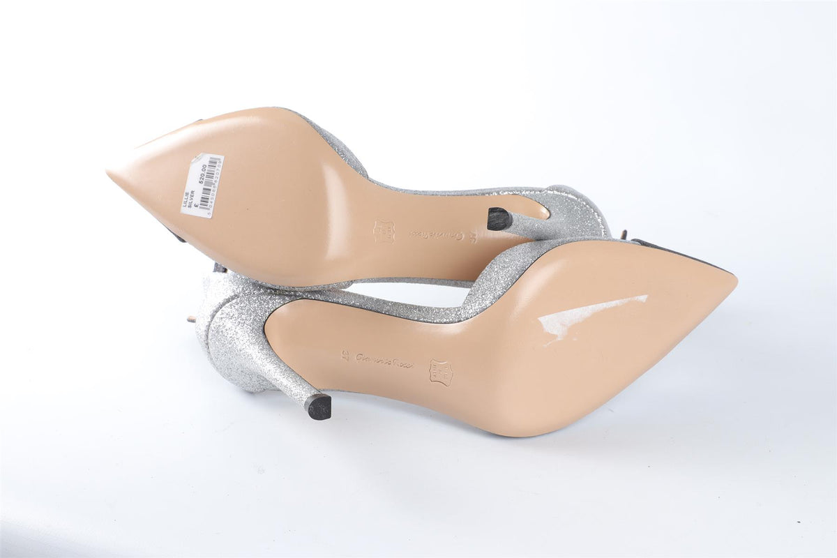 GIANVITO ROSSI SILVER GLITTER PUMPS EU 37 UK 4 US 7