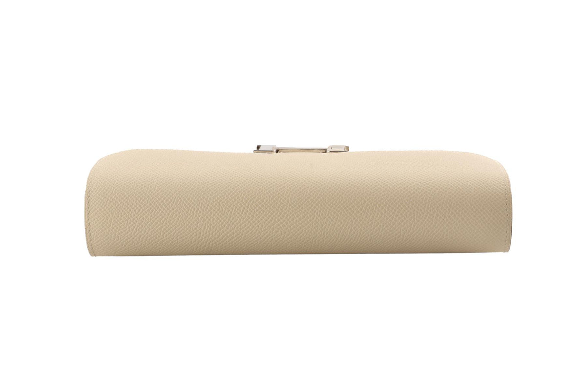 HERMÈS CREAM 2025 CONSTANCE TO GO EPSOM LEATHER WALLET IN NATA