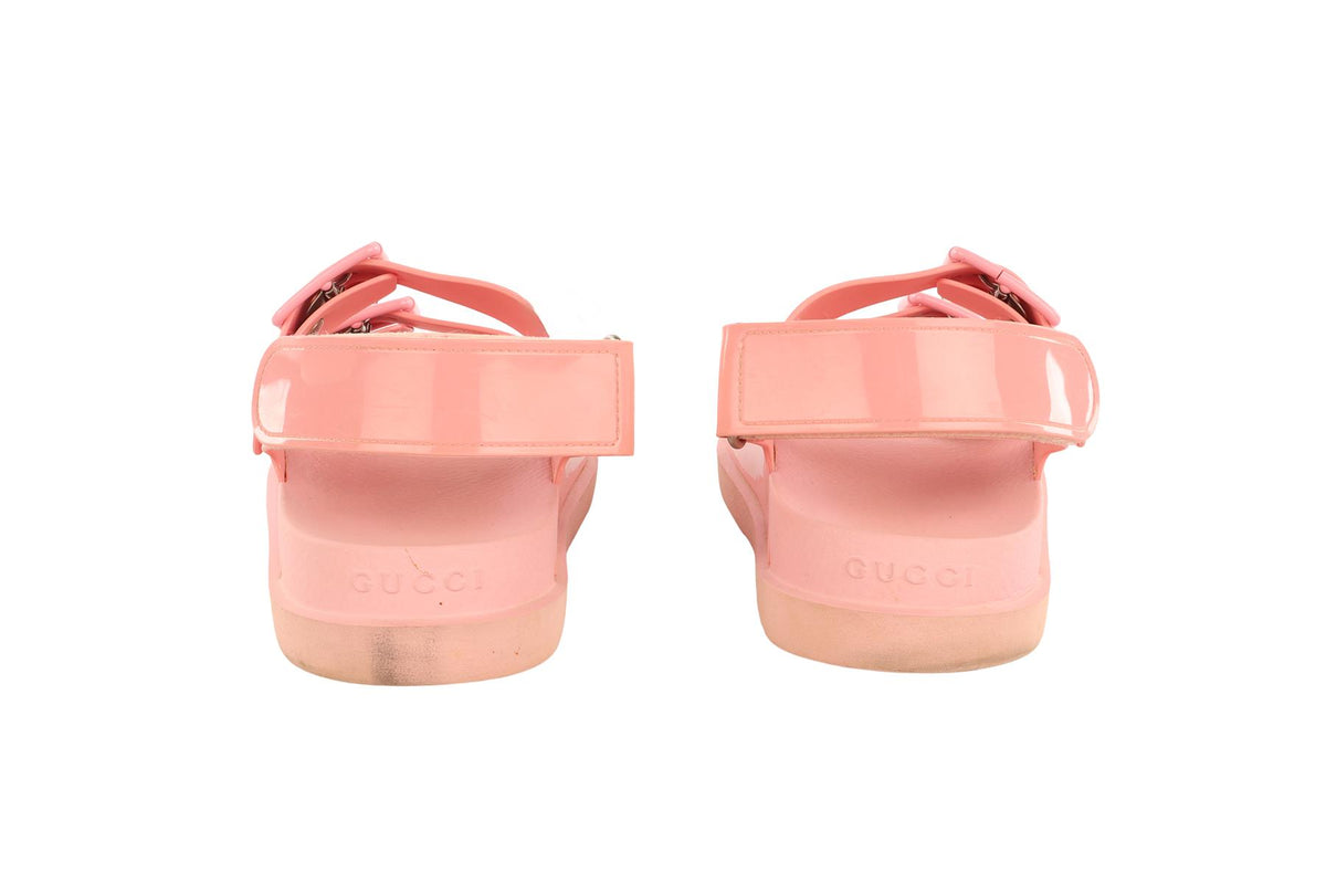 GUCCI PINK GG RUBBER SANDALS EU 38 UK 5
