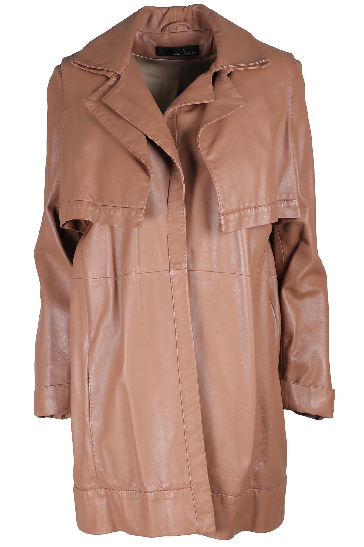 AMANDA WAKELEY NUDE LEATHER JACKET UK 14