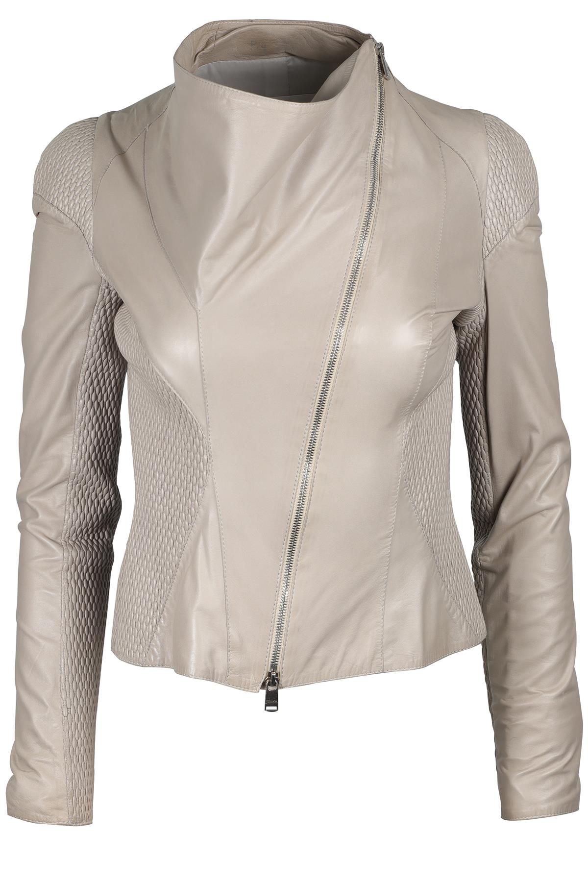 JITROIS GREY LEATHER JACKET FR 36 UK 8