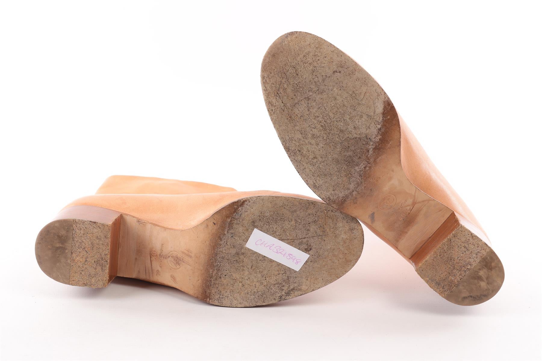 CHANEL TAN LEATHER ANKLE BOOTS EU 40 UK 7 US 10