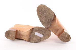 CHANEL TAN LEATHER ANKLE BOOTS EU 40 UK 7 US 10