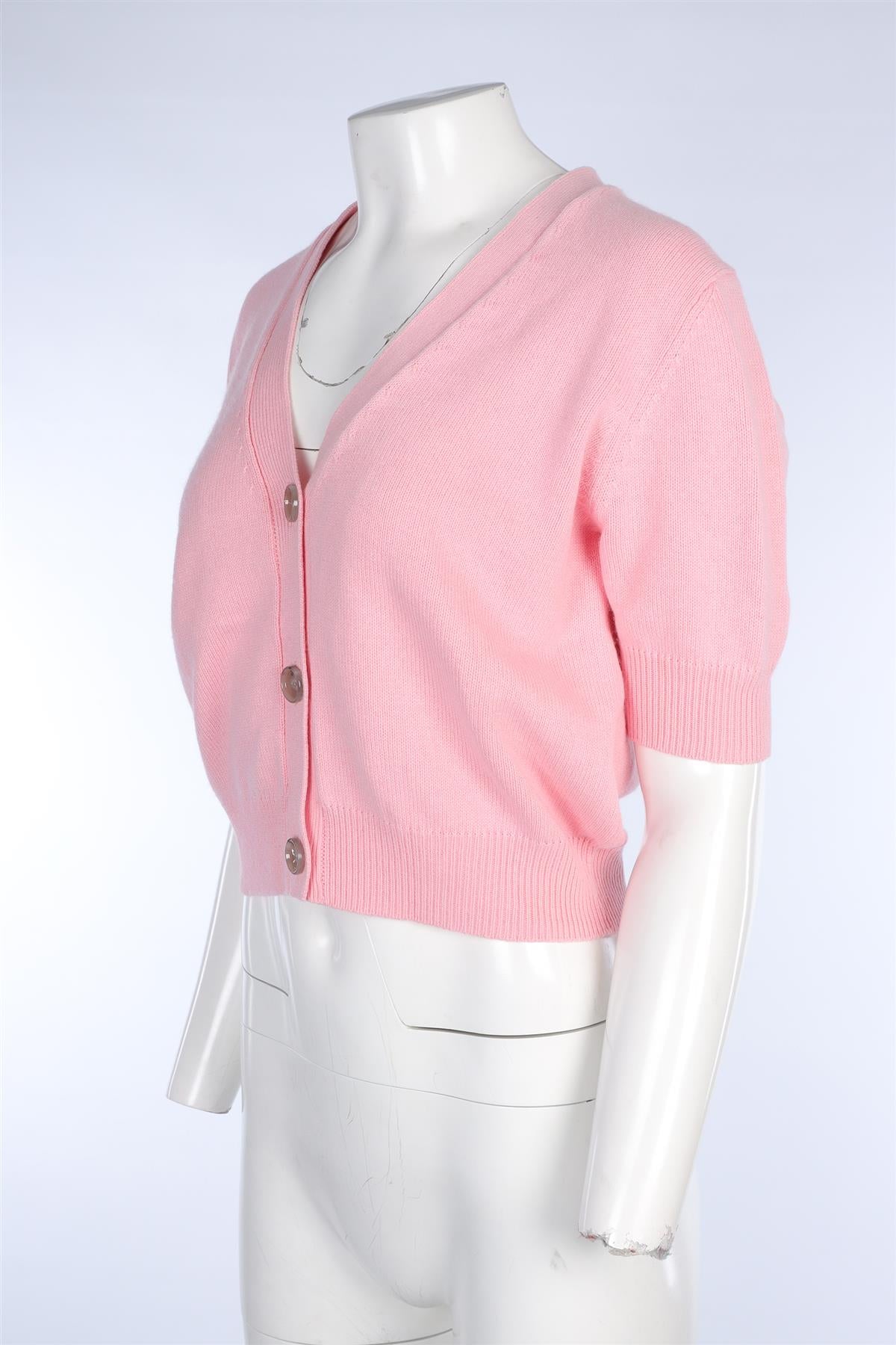 ALLUDE PINK COTTON CARDIGAN LARGE