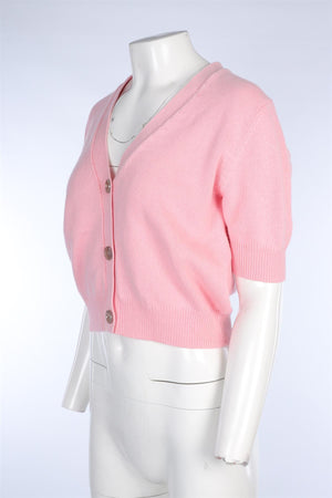 ALLUDE PINK COTTON CARDIGAN LARGE