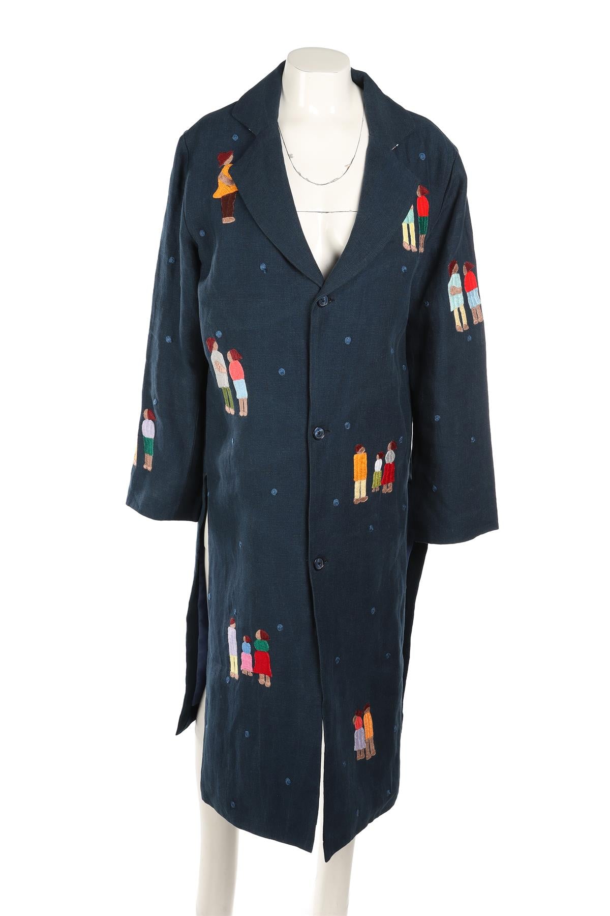 ARTWEAR GALLERY NAVY LINEN COAT SMALL