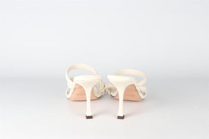 JIMMY CHOO WHITE LEATHER SANDALS EU 40.5 UK 7.5 US 10.5