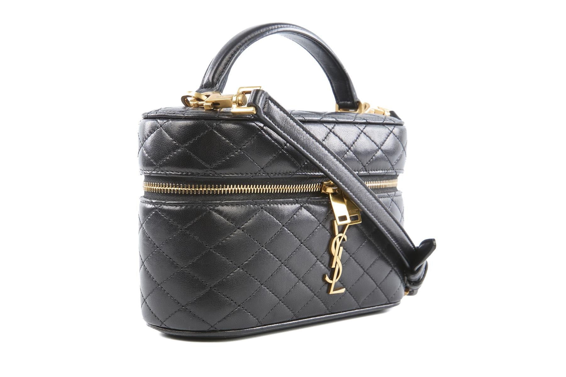 SAINT LAURENT BLACK GABY VANITY LEATHER SHOULDER BAG