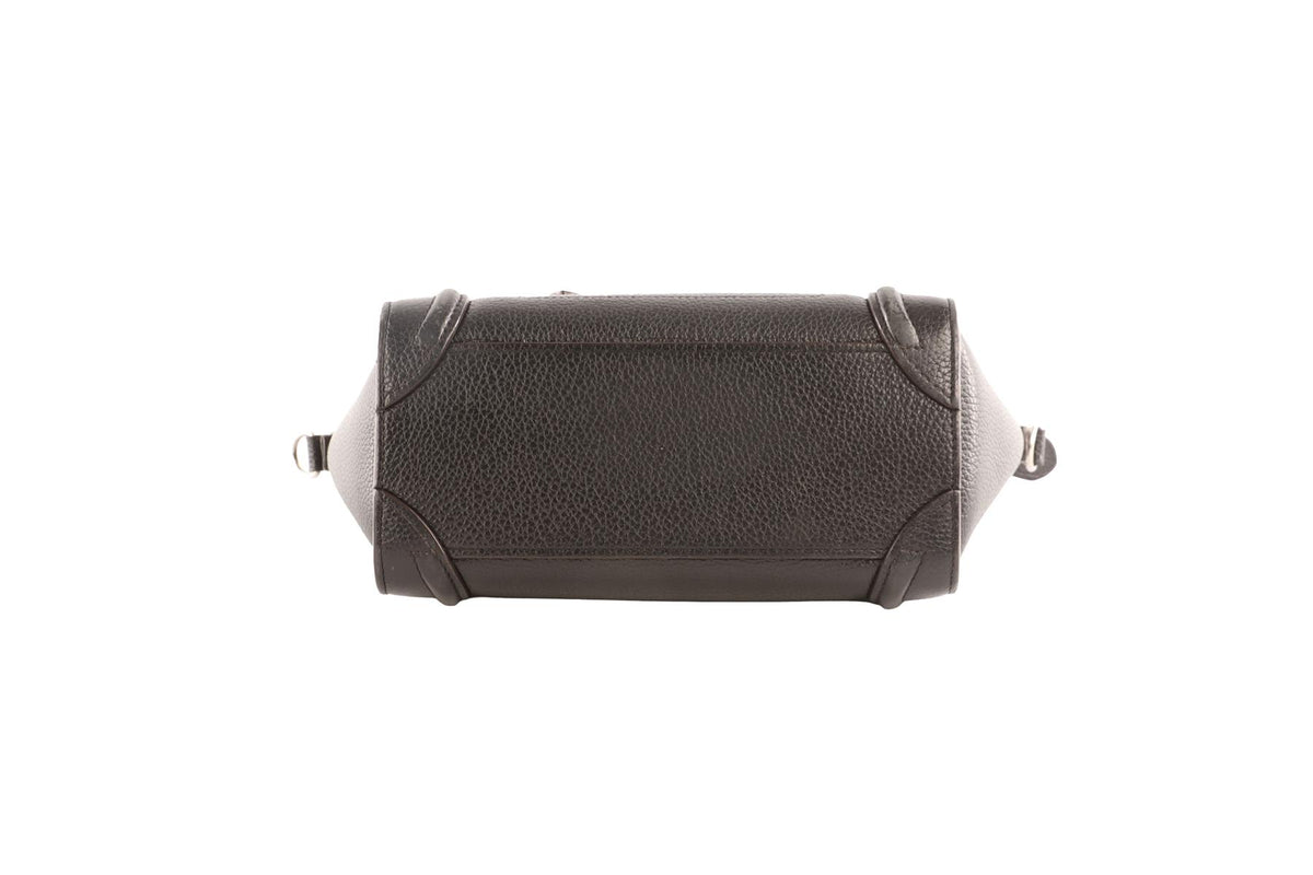 CELINE BLACK LUGGAGE NANO LEATHER TOTE BAG