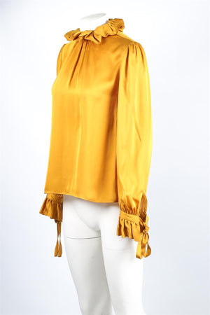 SAINT LAURENT YELLOW SILK TOP FR 38 UK 10