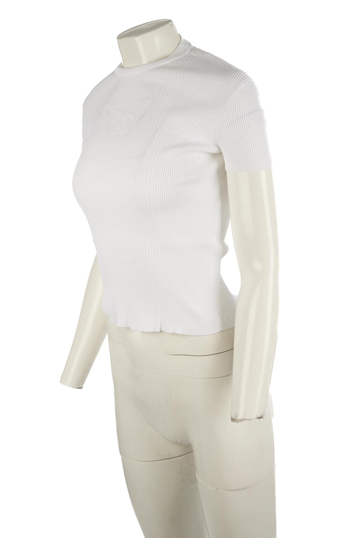 CHANEL WHITE 2024 KNIT TOP FR 36 UK 8