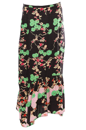 RIXO BLACK SATIN MAXI SKIRT MEDIUM