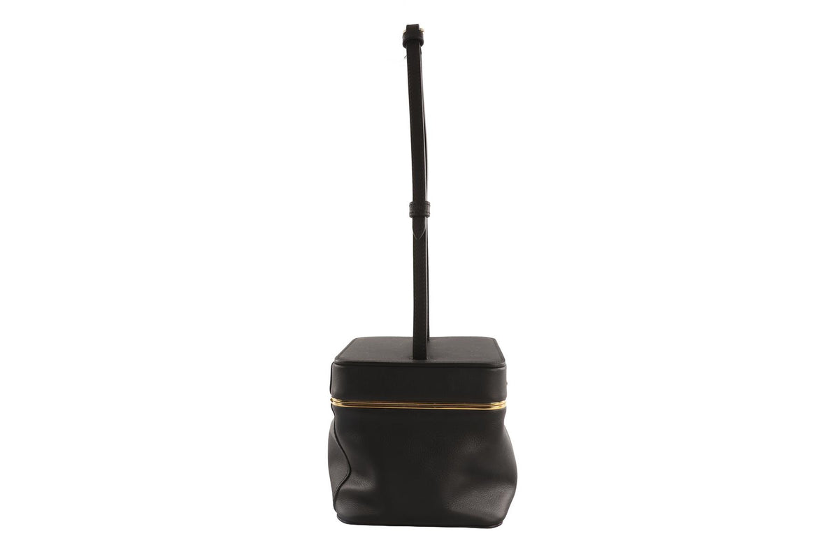 CELINE BLACK CUBE LEATHER TOTE BAG