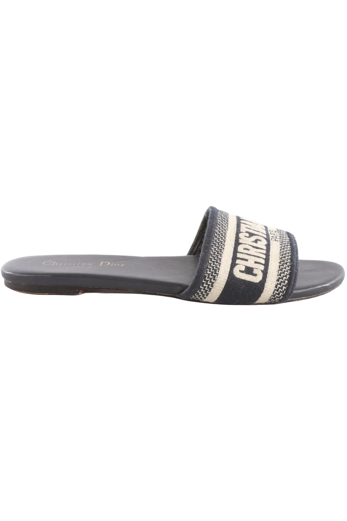 CHRISTIAN DIOR NAVY DWAY CANVAS AND LEATHER SANDALS EU 38 UK 5 US 8