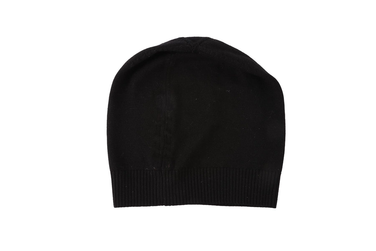 RICK OWENS BLACK COTTON BEANIE