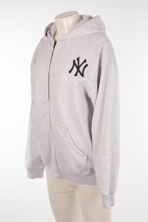 SPORTY & RICH + YANKEES GREY COTTON HOODIE MEDIUM