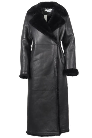 SAKS POTTS SHEARLING AND LEATHER COAT XSMALL