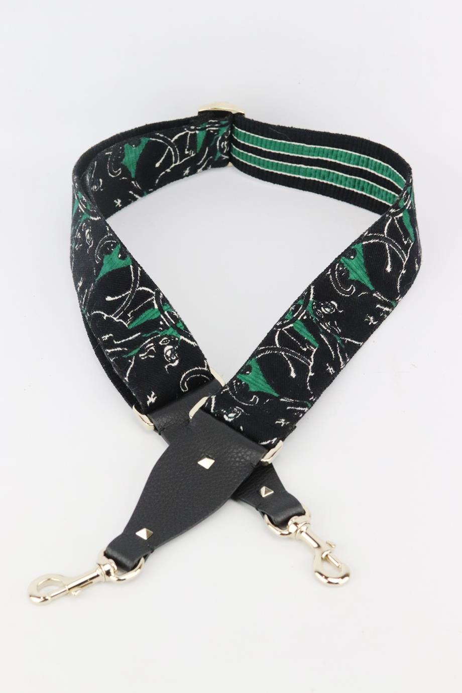 VALENTINO EMBROIDERED CANVAS AND LEATHER BAG STRAP