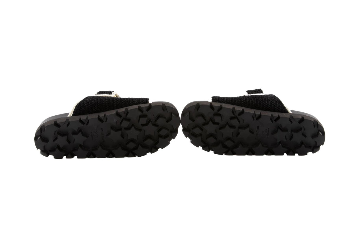 MIU MIU BLACK CROCHET SLIDES EU 38 UK 5